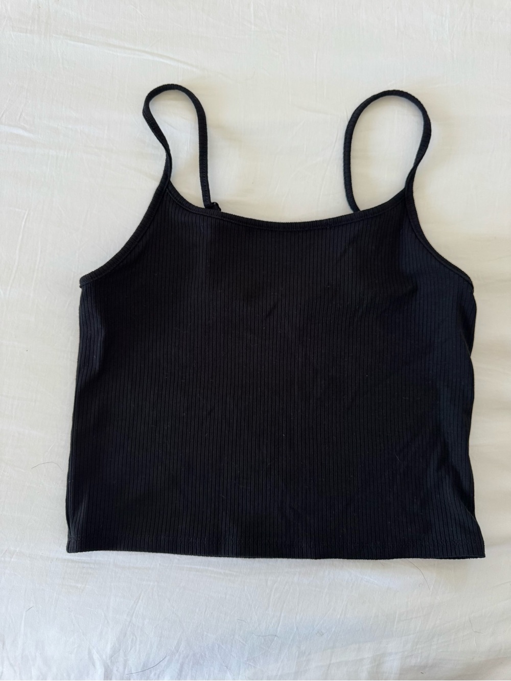 American Eagle Outfitters Black Ribbed Spaghetti Strap Cami
